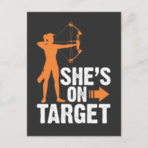 Hon är på mål - Archer Arrow Archery Women Girl Vykort
