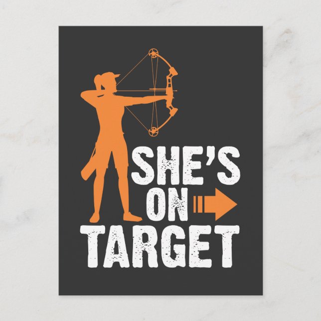 Hon är på mål - Archer Arrow Archery Women Girl Vykort (Framsida)