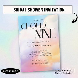 Hon är på moln 9 Färgfull Pastel-Möhippa Inbjudningar