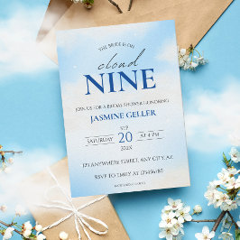 Hon är på molnet 9 Dreamy Möhippa Soft Blue Inbjudningar