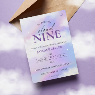 Hon är på molnet 9 Möhippa Dreamy Pastel Himlar Inbjudningar