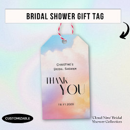 Hon är på molnet Bröllopsfest med pastellfärger Presentetikett