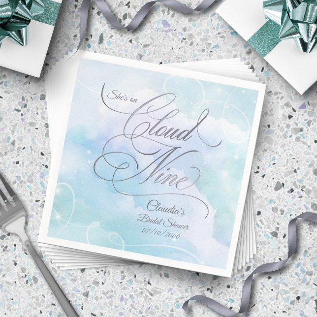 Hon är på molnet bröllopsfest pappersservett (Skapare uppladdad)