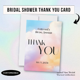 Hon är på molnet Färgrik Pastell Bröllopsdusch Tack Kort