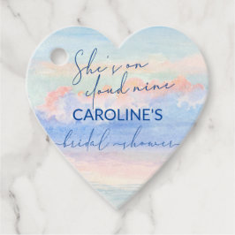 Hon är på molnet nio Pastell Watercolor Bröllopsdu Gåvor Etiketter