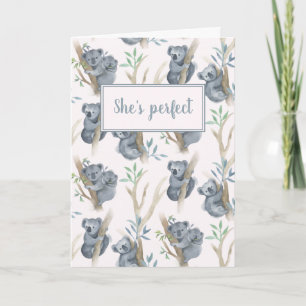 Hon är Perfekt Flicka Cute Koala Card Kort