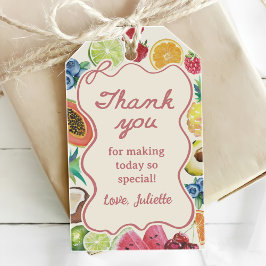 Hon är precis färska frukter från marknaden bröllo presentetikett