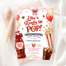 Hon är redo att explodera Soda Gingham Baby Shower Inbjudningar