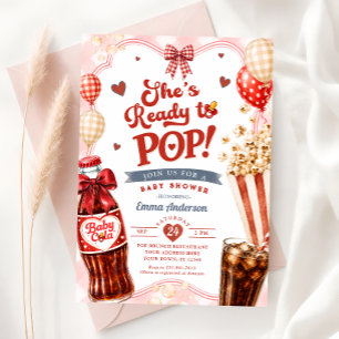 Hon är redo att explodera Soda Gingham Baby Shower Inbjudningar