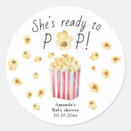 Hon är redo att explodera Vattenfärg Popcorn Baby Runt Klistermärke