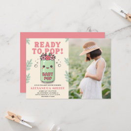 Hon är redo att föda Baby Girl Shower Foto Kawaii Inbjudningar