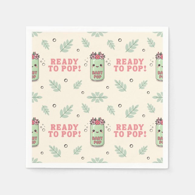 Hon är redo att föda Baby Shower Boho Kawaii Pappersservett (Framsidan)