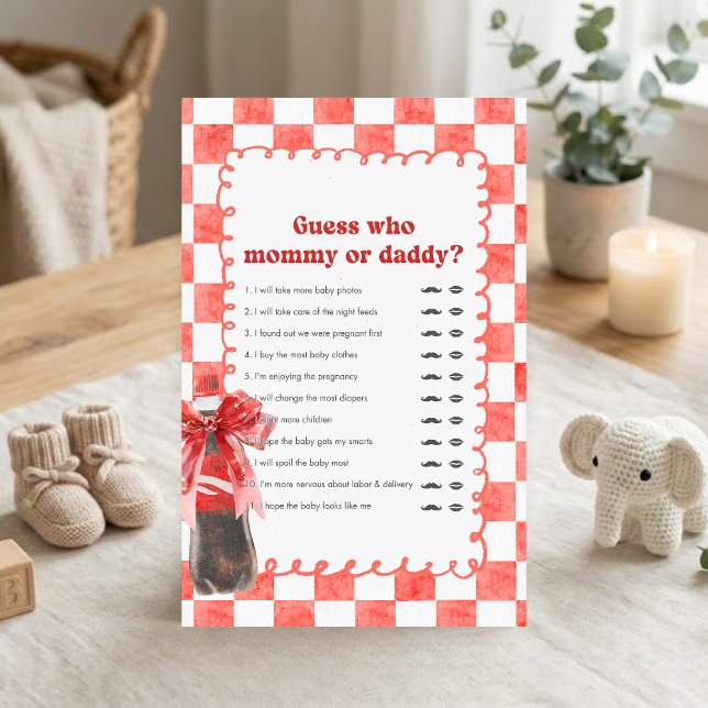 Hon är redo att föda Baby Shower Gissa vem spel (She's Ready to Pop Cola Baby Shower Guess Who Mommy or Daddy Game)