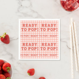 Hon är redo att föda Babykalas Röd Retro Gingham Pappersservett