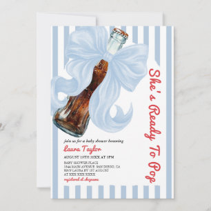 Hon är redo att föda Blå band Baby Shower Inbjudningar