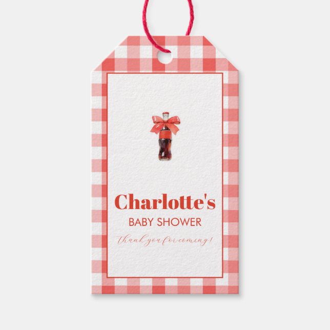 Hon är redo att föda Röd läskig baby shower Presentetikett (Framsidan)