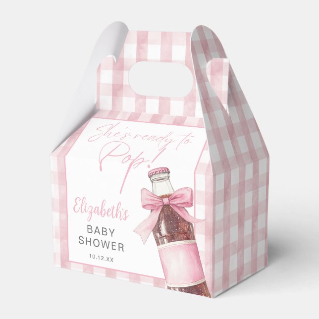 Hon är redo att föda Rosa båge baby shower Presentaskar (Framsidan Sidan)