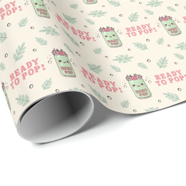 Hon är redo att pop Baby Shower Flicka Boho Kawaii Presentpapper (Rullad Hörn)