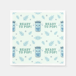 Hon är redo att poppa Baby Shower Blå Boho Kawaii Pappersservett