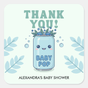 Hon är redo att poppa Baby Shower Blå Boho Tack Fyrkantigt Klistermärke