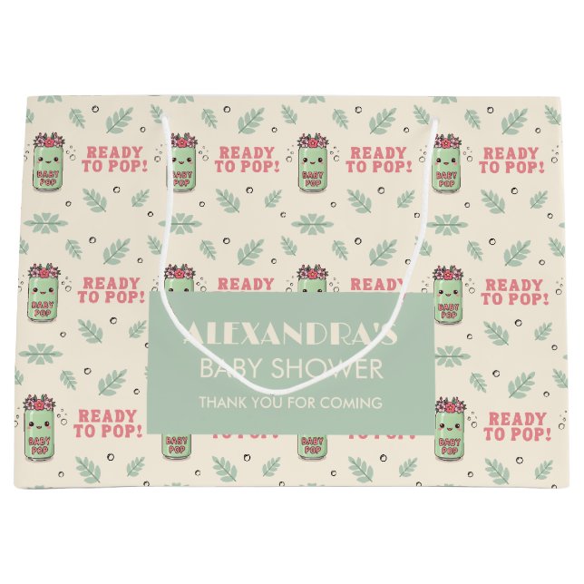 Hon är redo att poppa Baby Shower Boho Kawaii Läsk (Framsidan)