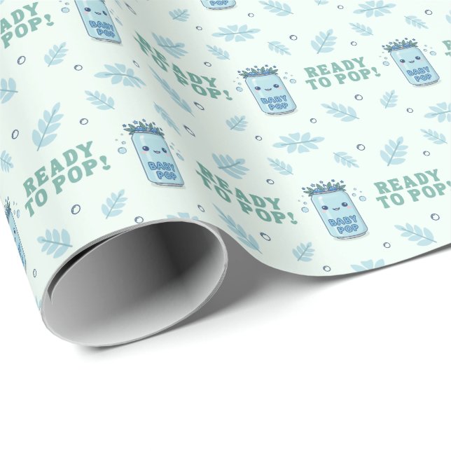 Hon är redo att poppa Baby Shower Pojke Boho Kawai Presentpapper (Rullad Hörn)