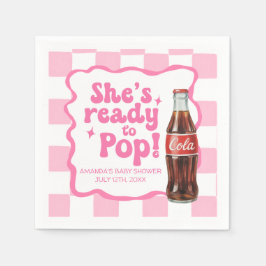 Hon är redo att poppa Baby Shower Rosa servetter