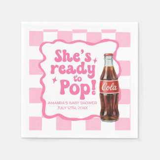 Hon är redo att poppa Baby Shower Rosa servetter