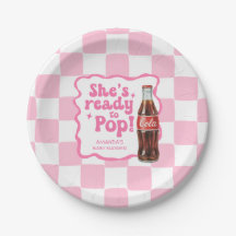 Hon är redo att poppa Baby Shower Rosa Tallrikar