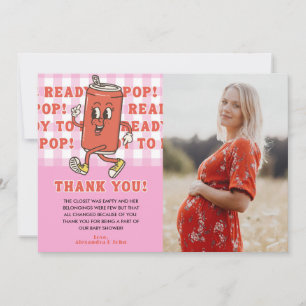 Hon är redo att poppa Babykalas Rosa Gingham Foto Tack Kort
