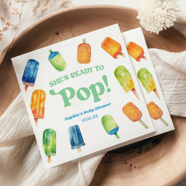 Hon är Redo att poppa blått barnskor. Pappersservett (Skapare uppladdad)