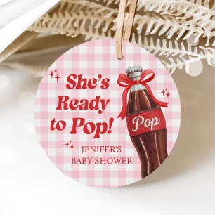 Hon är redo att poppa läsk baby shower gåvor etiketter