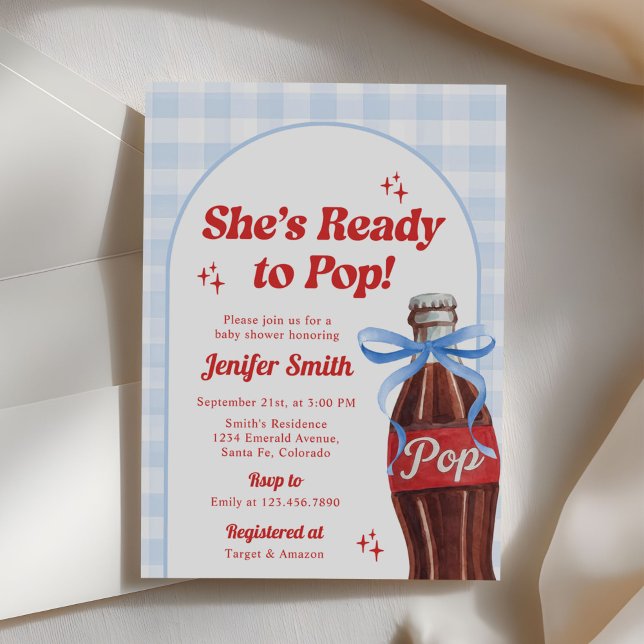 Hon är redo att poppa läsk baby shower inbjudningar (Skapare uppladdad)