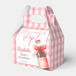 Hon är redo att poppa röd bow baby shower presentaskar