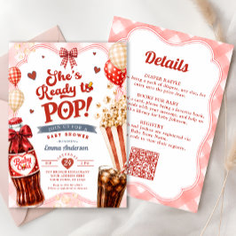 Hon är redo att poppa Soda Baby Shower Allt-i-ett Inbjudningar