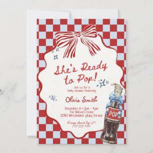 Hon är redo att poppa Soda pojke Baby Shower Inbjudningar