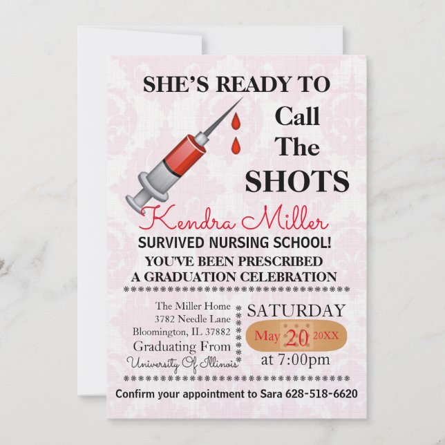 Hon är Redo att ringa de stötar som syskade Studen Inbjudningar (Framsida)