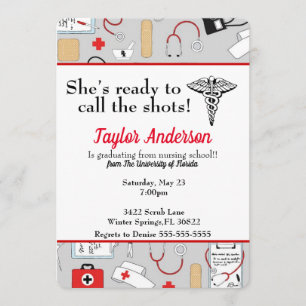 Hon är Redo att ringa till sjuksköterskeskolan. Inbjudningar