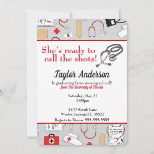 Hon är Redo att ringa till sjuksköterskeskolan. Inbjudningar