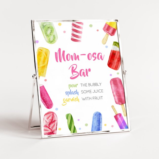 Hon är Redo till barnskor i Pop Baby Shower Mamma  Poster (Popsicle Baby Shower Mom Osa Bar Sign)