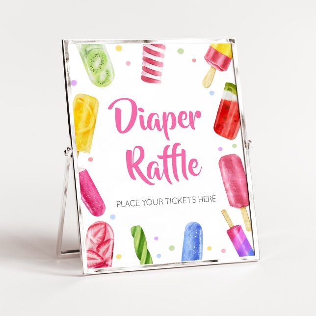 Hon är Redo till barnskor. Poster (Popsicle Baby Shower Diaper Raffle Sign)