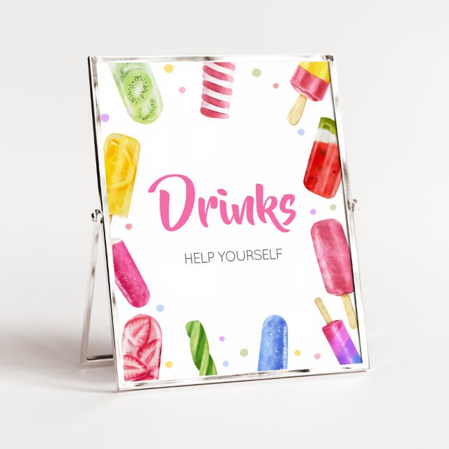 Hon är Redo till barnskor. Poster (Popsicle Baby Shower Drinks Sign)