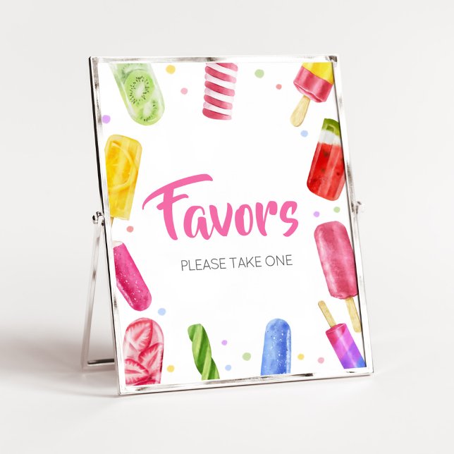 Hon är Redo till favoriter för barnskor. Poster (Popsicle Baby Shower Favors Sign)