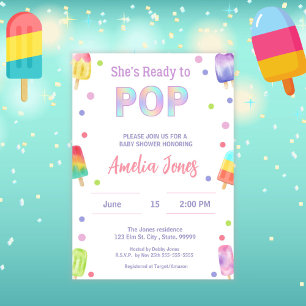 Hon är Redo till inbjudan till popup Baby Shower.