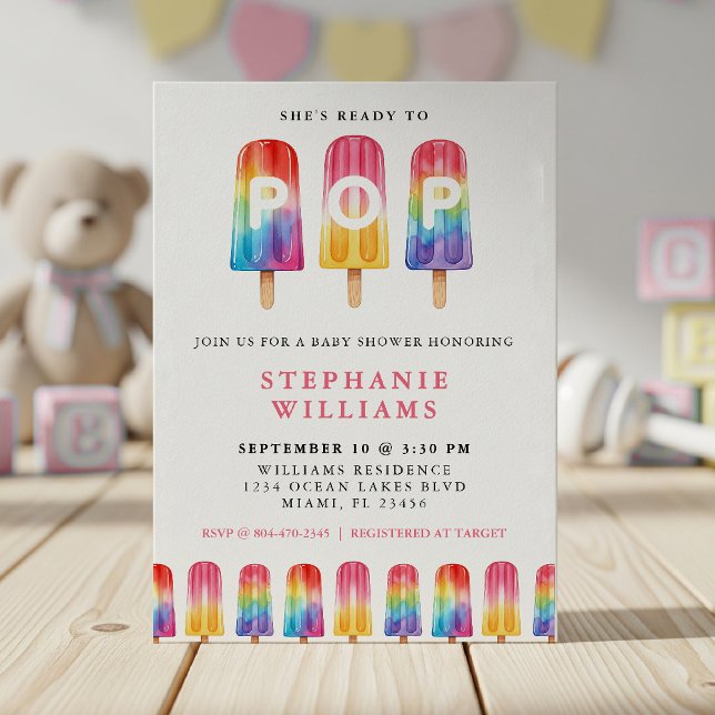Hon är Redo till PIP Popsicle, sommarbabyskuva Inbjudningar (She's Ready To Pop Popsicle Summer Baby Shower Invitation
)