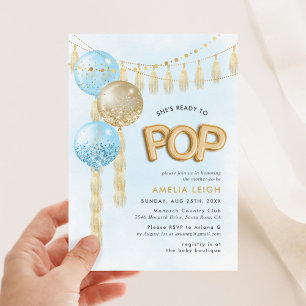 Hon är Redo till Pop Confetti Tassel Bubons Inbjudningar