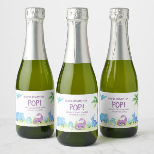 Hon är Redo till Pop Dinosaur Sparkling Vin-etiket