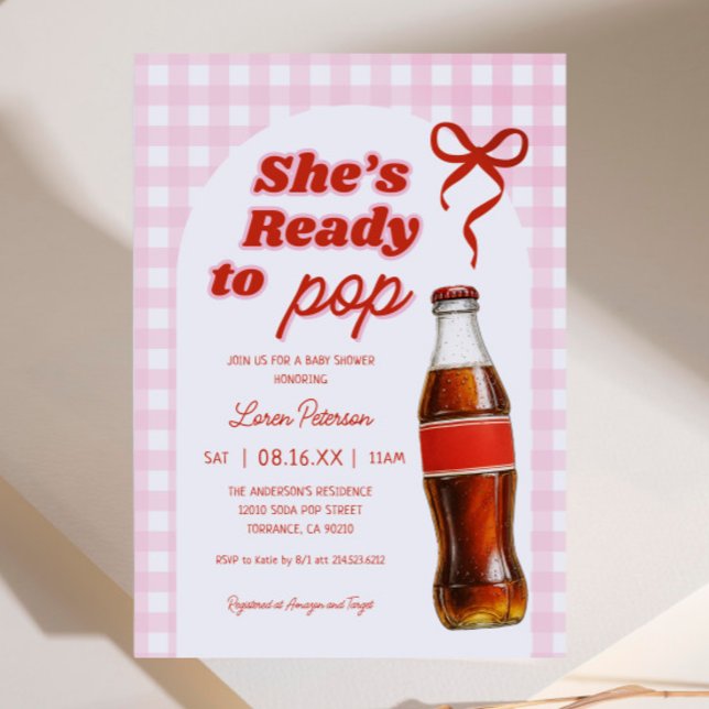 Hon är Redo till Pop Girl Soda Baby Shower Inbjudningar (Skapare uppladdad)
