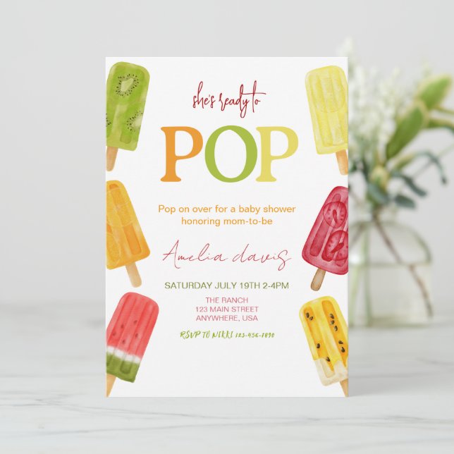 Hon är Redo till Pop Ice kräm Baby Shower Inbjudningar (Stående Fram)