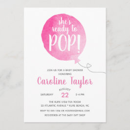 Hon är Redo till Pop Rosa Grått Flicka Shower Inbjudningar